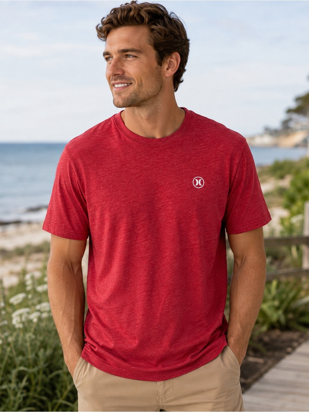 Hurley Red Short Sleeve Premium Fit Tee Size M with Dri-Fit